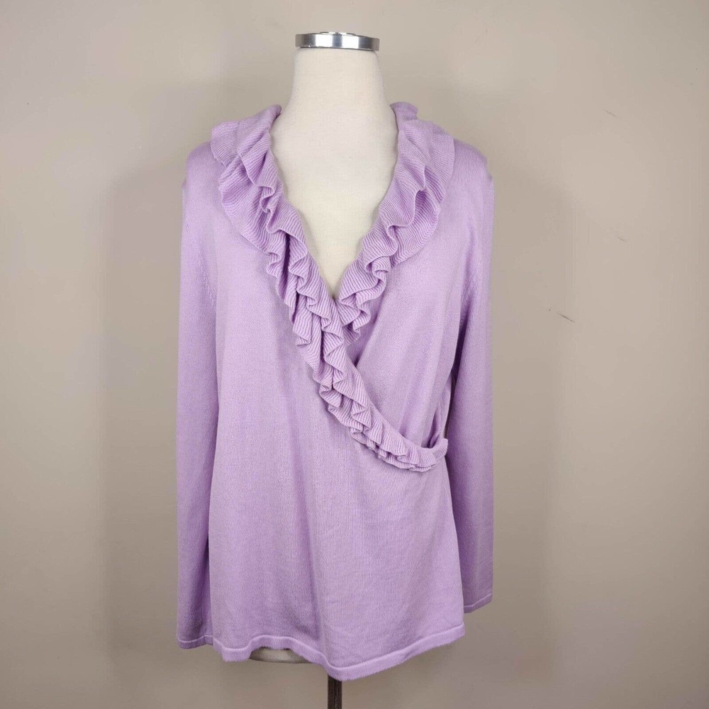 Jones Wear Faux Wrap Sweater Ruffled